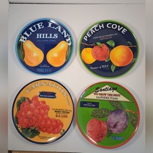 Set of 4 Colorful Melmac Lunch/Dessert Plates